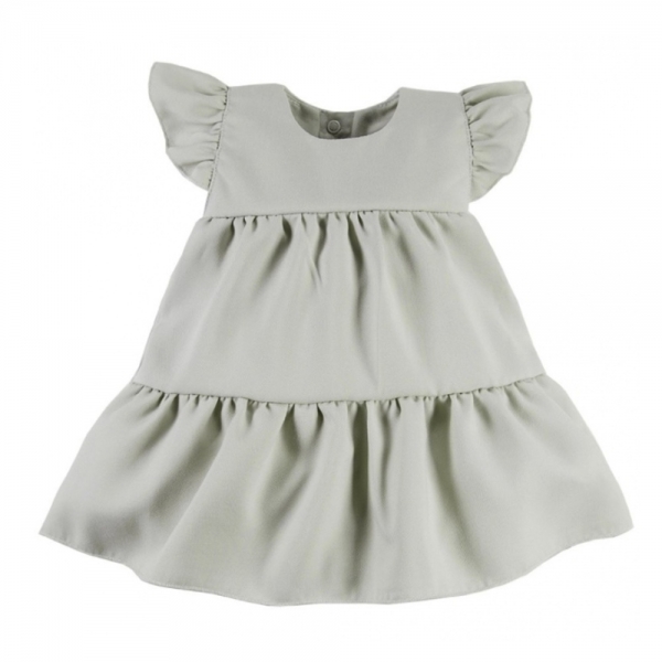 EEVI Dievčenské šaty s volánikmi Nature - khaki 74 (6-9m)