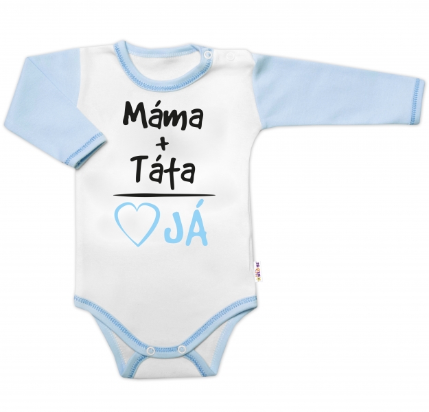 Body dlhý rukáv s vtipným textom Baby Nellys, Máma+Táta, veľ. 80, chalan 86 (12-18m)