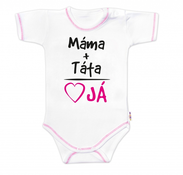 Body krátky rukáv s vtipným textom Baby Nellys, Máma+Táta, veľ. 86, holka 68 (3-6m)