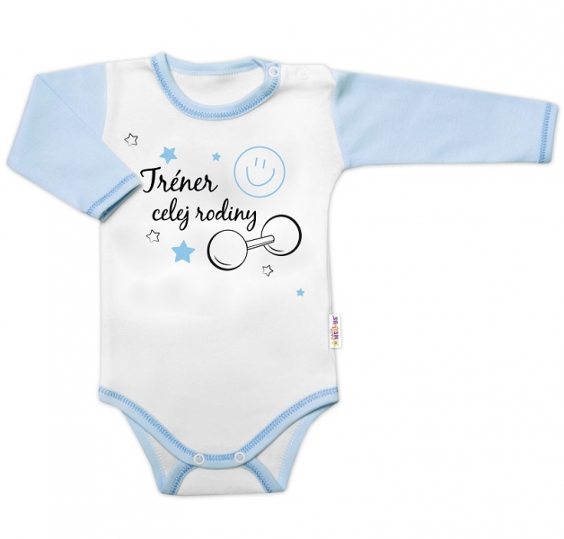 Body dlhý rukáv s vtipným textom Baby Nellys, Trenér celej rodiny 74 (6-9m)