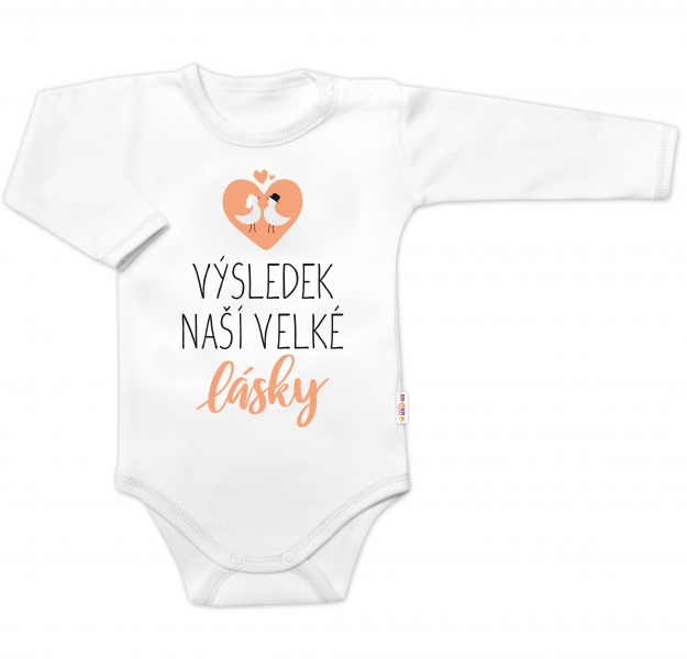Body dlhý rukáv, Výsledek naší velké lásky, Baby Nellys, biele 68 (3-6m)