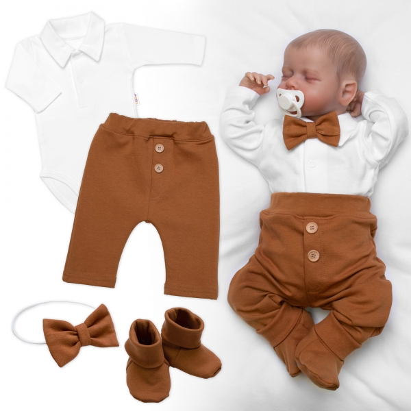 4D sada pre chlapčekov Baby Elegán - karamelová, veľ. 62 74 (6-9m)